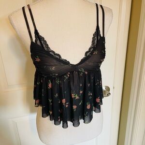 Urban Outfitters Floral Black Sheer Camisole